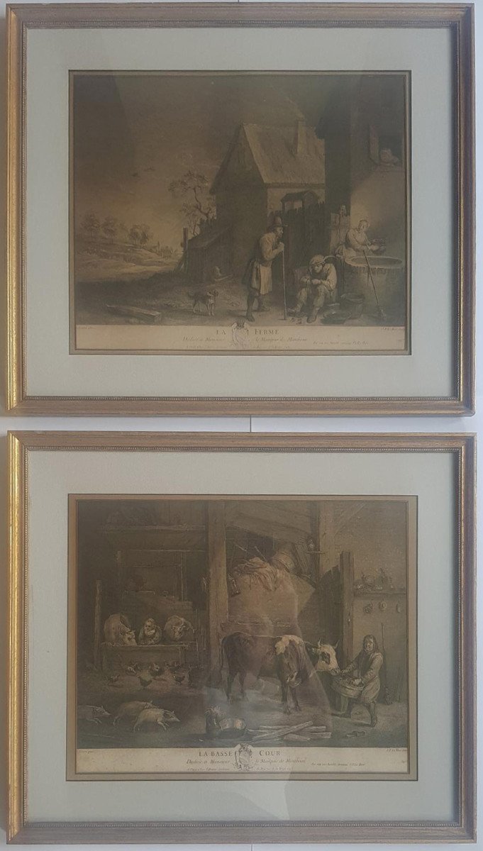 Pair Of Framed 18th Century Engravings After David Teniers II (1610-1690) By Le Bas