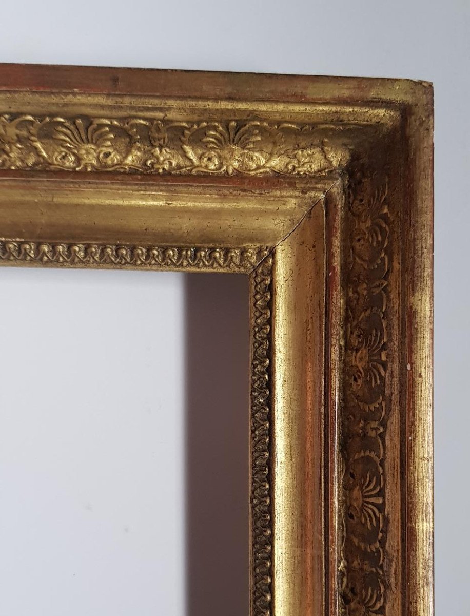 A Good Empire Circa 1820 Carved And Gilded Frame 19th Century, Sight Size 17 X 22.5 Cm-photo-3