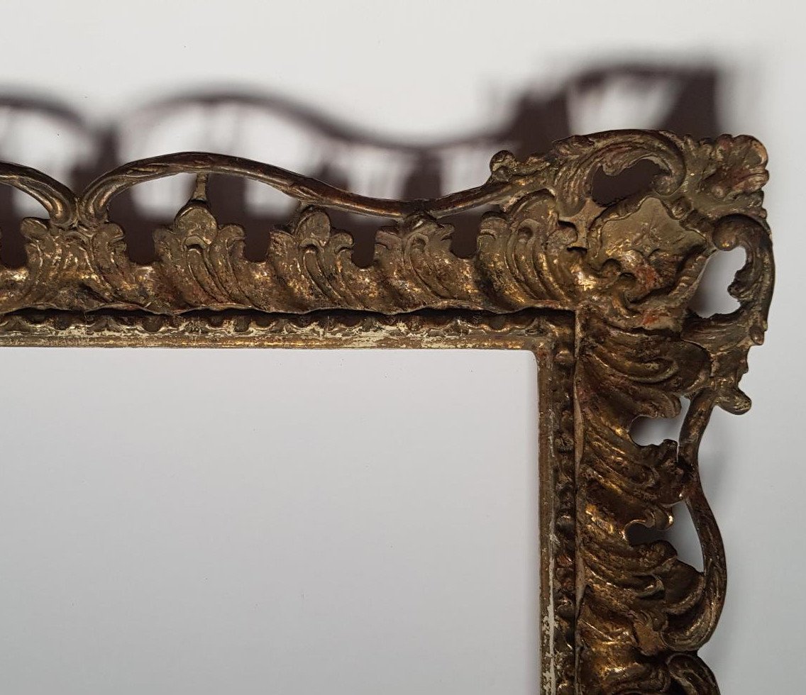 A Good Reproduction Rococo Carved And Gilded Frame 20th Century, Sight Size 14.7 X 23 Cm-photo-2