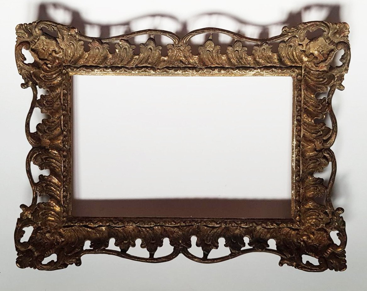 A Good Reproduction Rococo Carved And Gilded Frame 20th Century, Sight Size 14.7 X 23 Cm