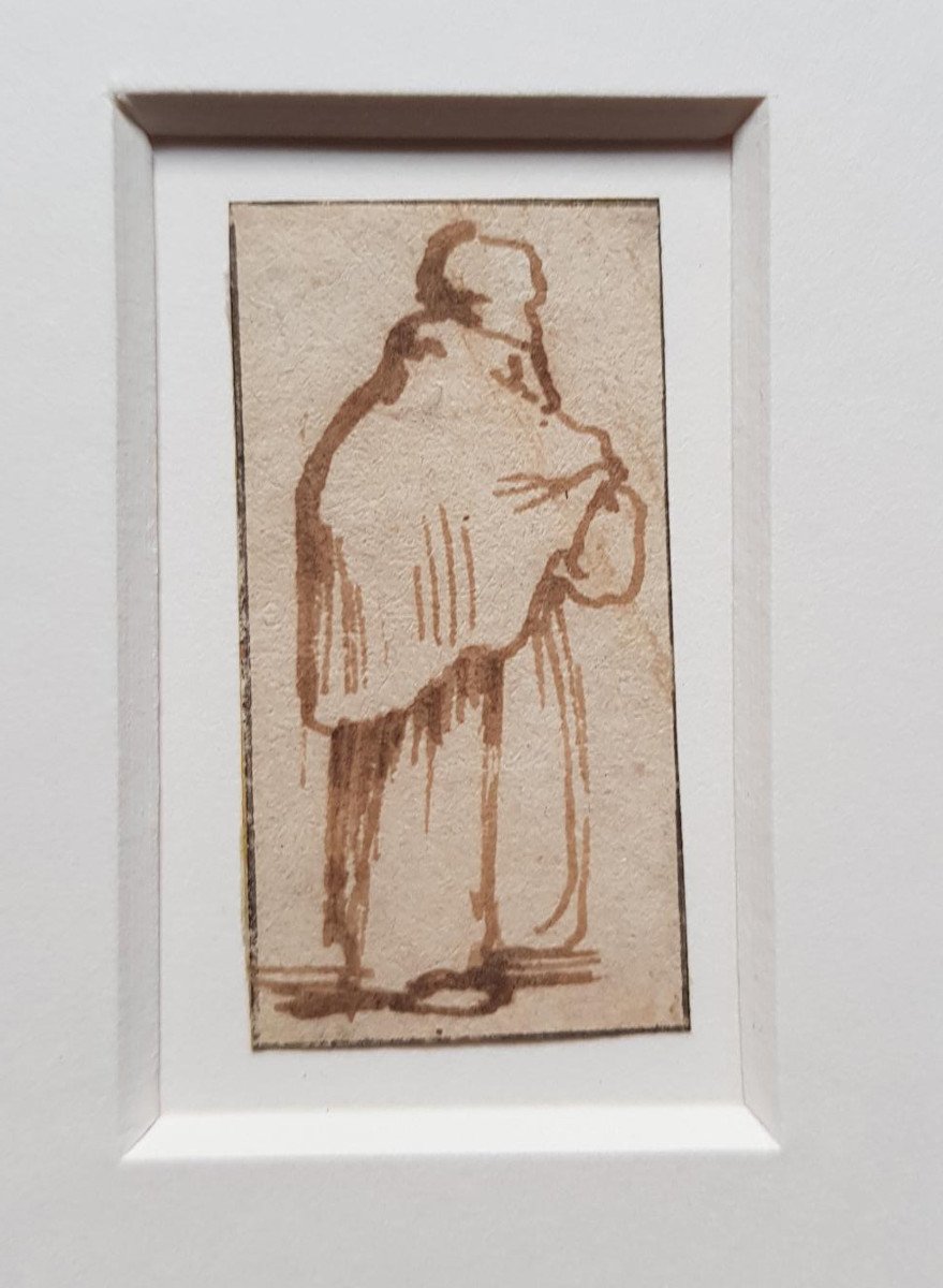 17th Century Old Master Drawing By Jan Porcellis (gent 1580-1632) An Old Woman Seen From Behind-photo-3