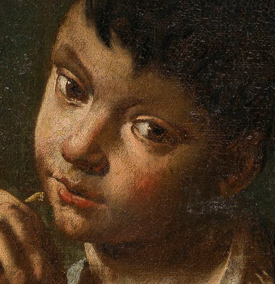 18th C Old Master Painting By Domenico Magiotto (venice 1713-1794) Boy Blowing Bubbles -photo-1