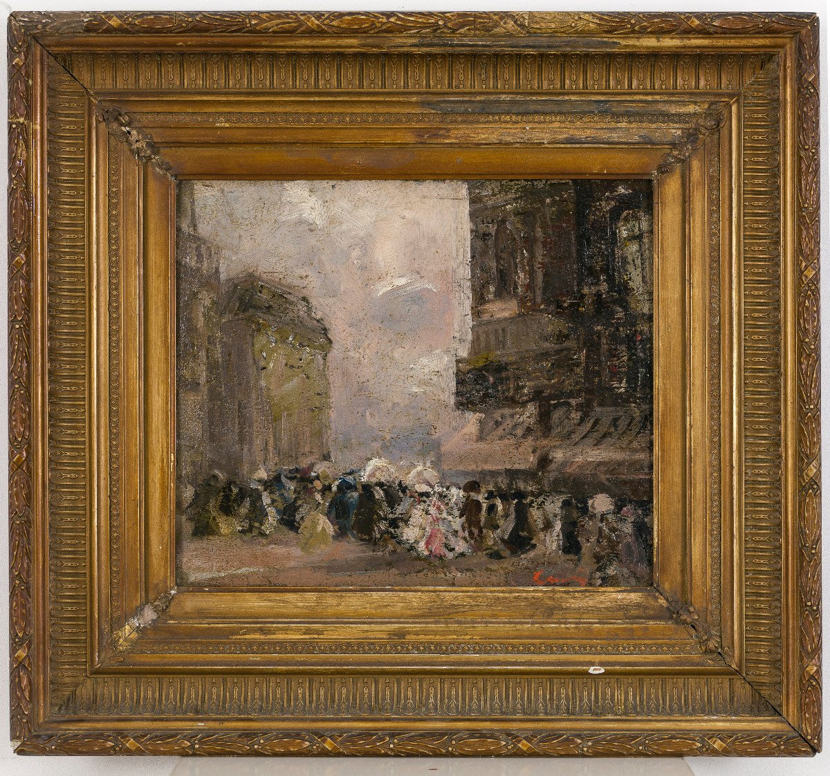 Peinture Impressioniste Par Jules Marcel Lenoir (montauban 1872–1931) - Boulevard à Paris-photo-2