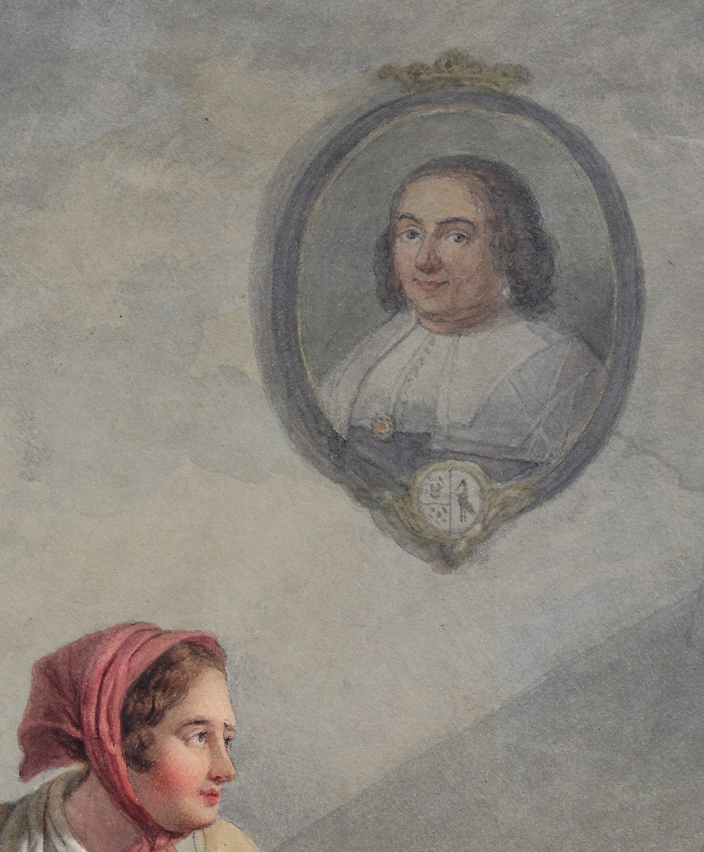 Dessin Ancien Par Pieter Fontijn (dordrecht 1773–1839) - Scène d'Intérieur  -photo-2