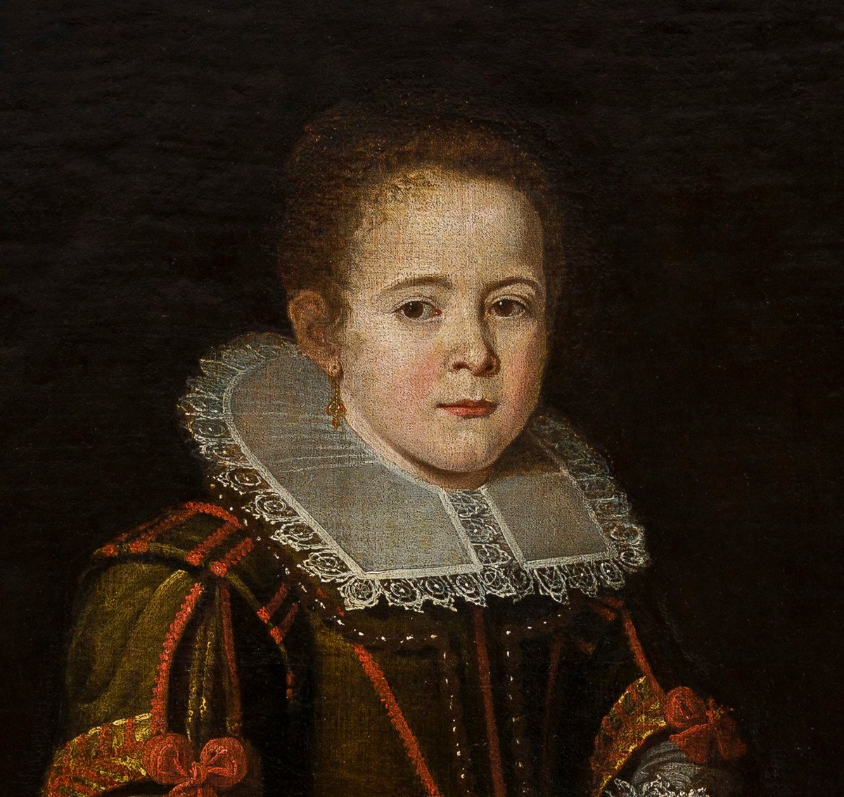 Peinture XVIIe Attr à Cornelis De Vos (hulst C.1584–1651 Anvers) Portrait d'Une Jeune Fille -photo-4