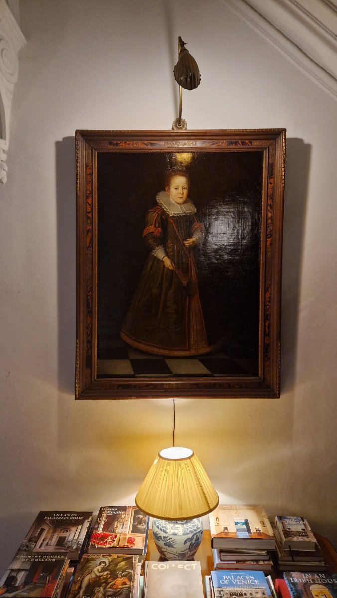 Peinture XVIIe Attr à Cornelis De Vos (hulst C.1584–1651 Anvers) Portrait d'Une Jeune Fille -photo-3