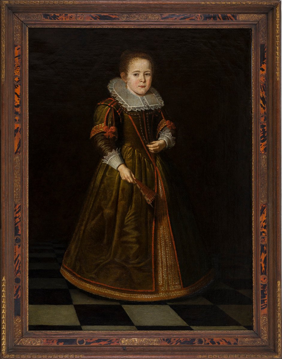 Peinture XVIIe Attr à Cornelis De Vos (hulst C.1584–1651 Anvers) Portrait d'Une Jeune Fille 