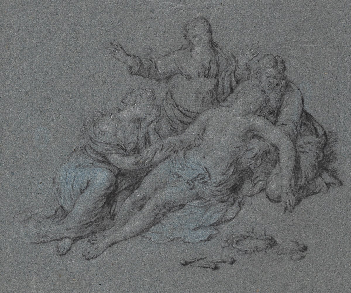 Dessin Hollandais XVIIIe Par Willem Van Mieris (leyde 1662–1747)  La Lamentation -photo-2