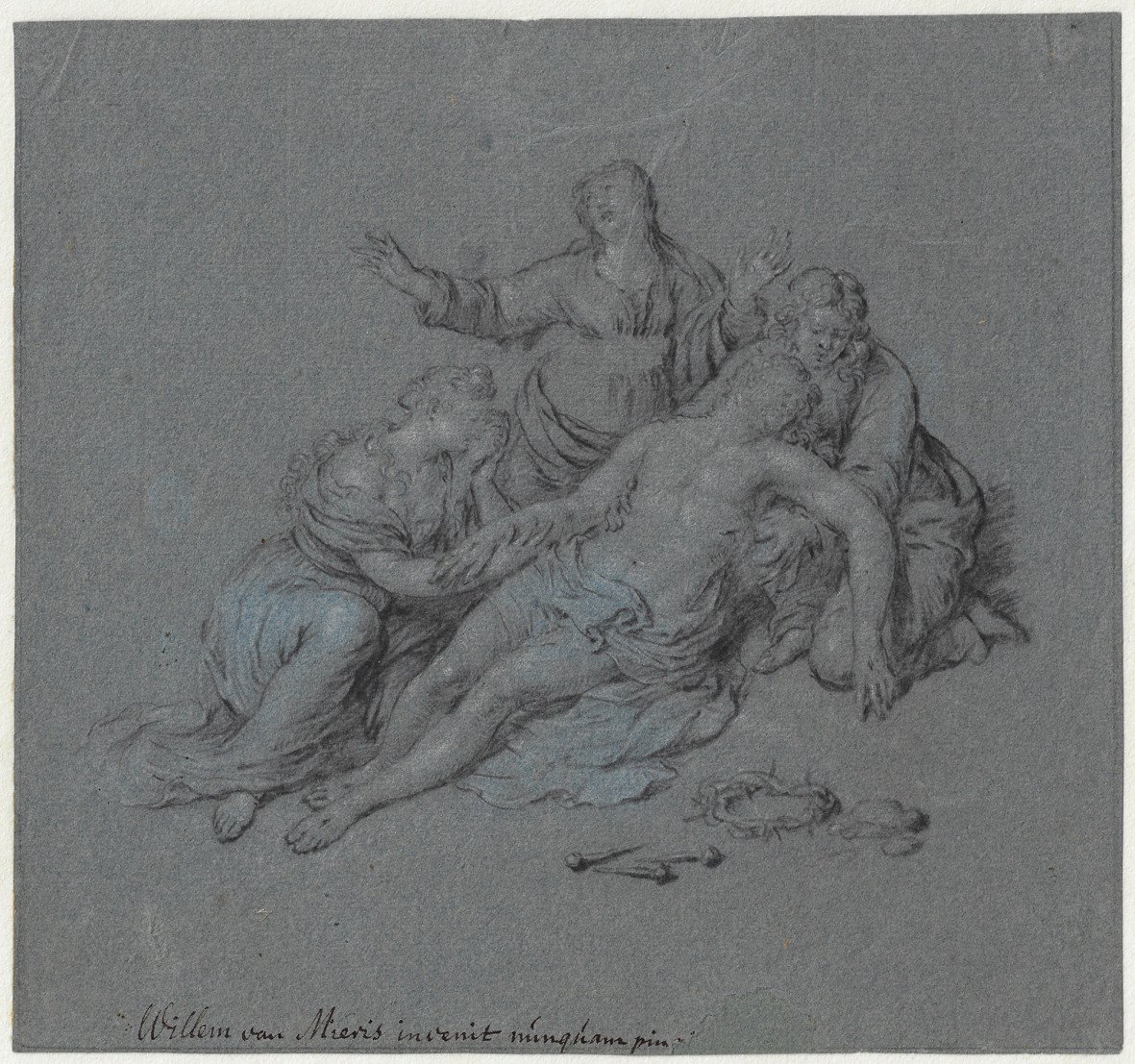 Dessin Hollandais XVIIIe Par Willem Van Mieris (leyde 1662–1747)  La Lamentation 