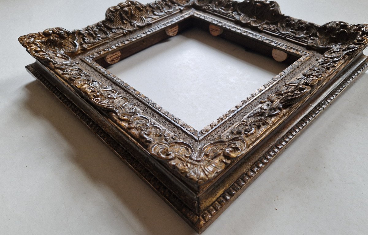 Un Cadre Baroque De Style Régence, Reproduction Du XXe Siècle, à Vue 19,7 X 21 Cm-photo-2