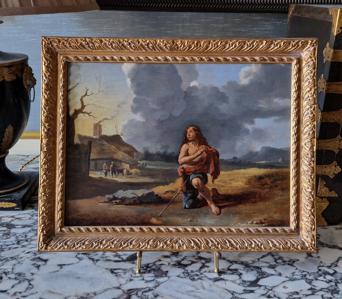 Peinture Ancien XVIIe Par Ary De Vois (utrecht Vers 1631/33–1680)  Le Fils Prodigue -photo-1