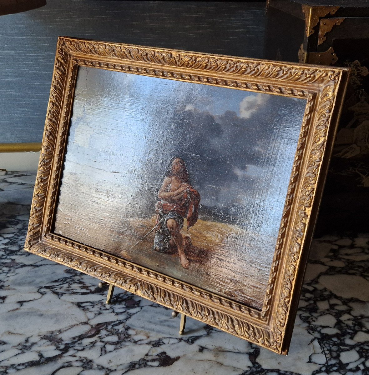 Peinture Ancien XVIIe Par Ary De Vois (utrecht Vers 1631/33–1680)  Le Fils Prodigue -photo-2