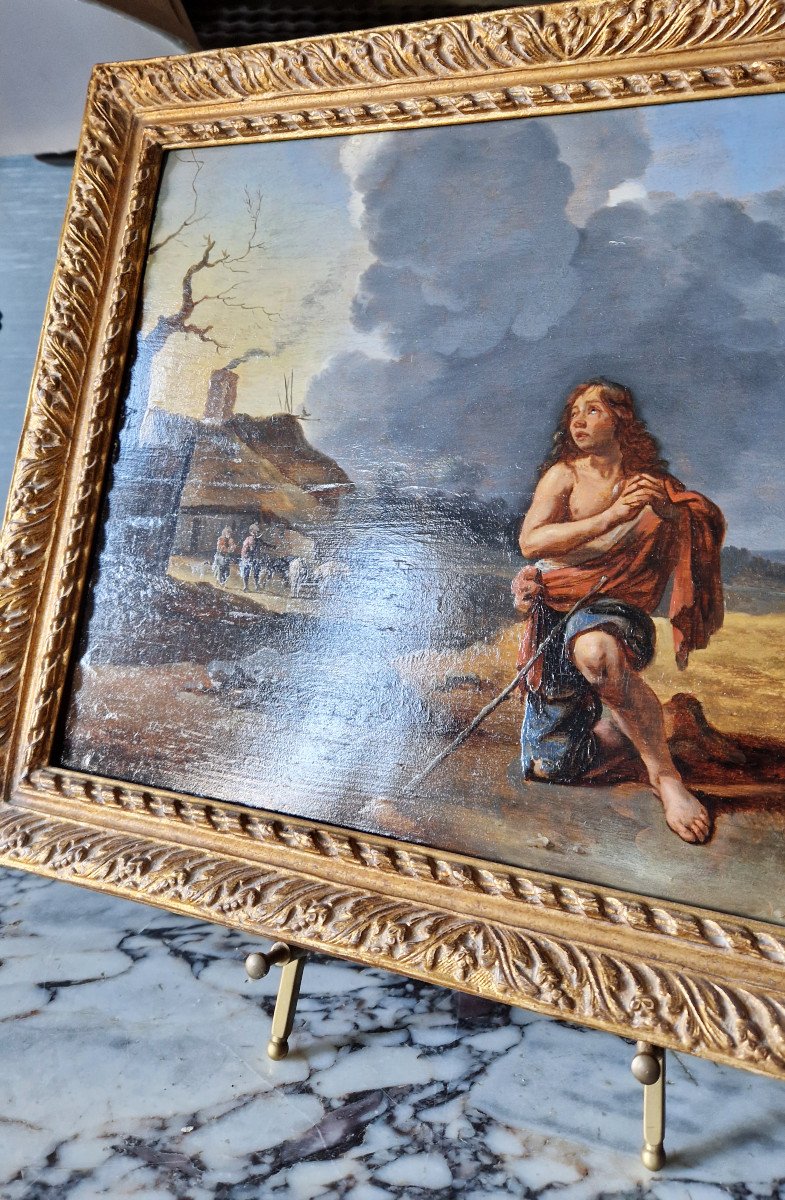 Peinture Ancien XVIIe Par Ary De Vois (utrecht Vers 1631/33–1680)  Le Fils Prodigue -photo-3