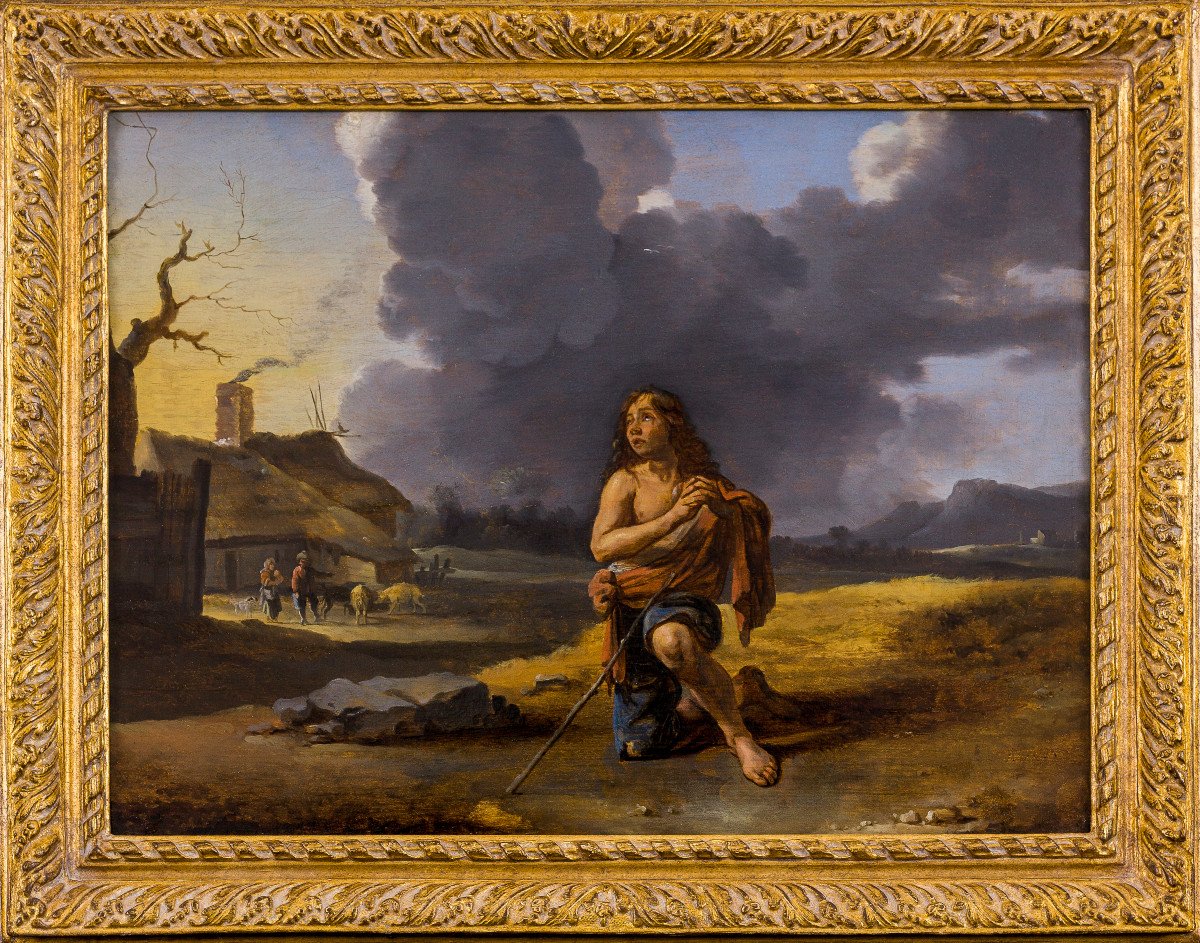 Peinture Ancien XVIIe Par Ary De Vois (utrecht Vers 1631/33–1680)  Le Fils Prodigue 