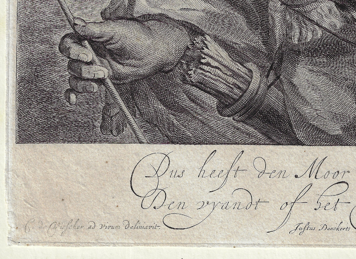  L’archer Noir : Rare Gravure Hollandaise Du XVIIe Siècle. Gravé Par Johannes Visscher-photo-4