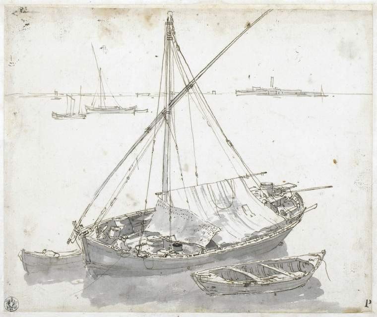 Dessin Ancien Par Abraham Casembroot (bruges? C. 1593 - 1658 Messine)  Matelots Levant Un Mât  -photo-2