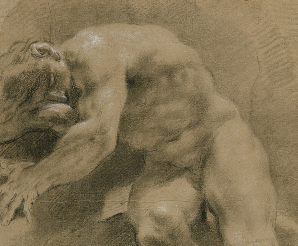 Old Master Drawing Filippo Pedrini (bologna 1763 - 1856) Academy Study Of A Male Nude-photo-2