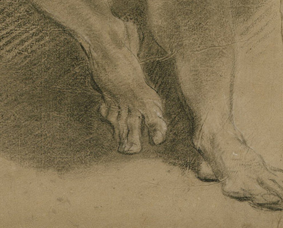 Old Master Drawing Filippo Pedrini (bologna 1763 - 1856) Academy Study Of A Male Nude-photo-4