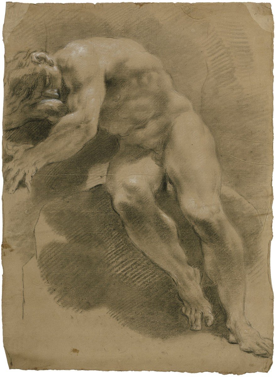 Old Master Drawing Filippo Pedrini (bologna 1763 - 1856) Academy Study Of A Male Nude