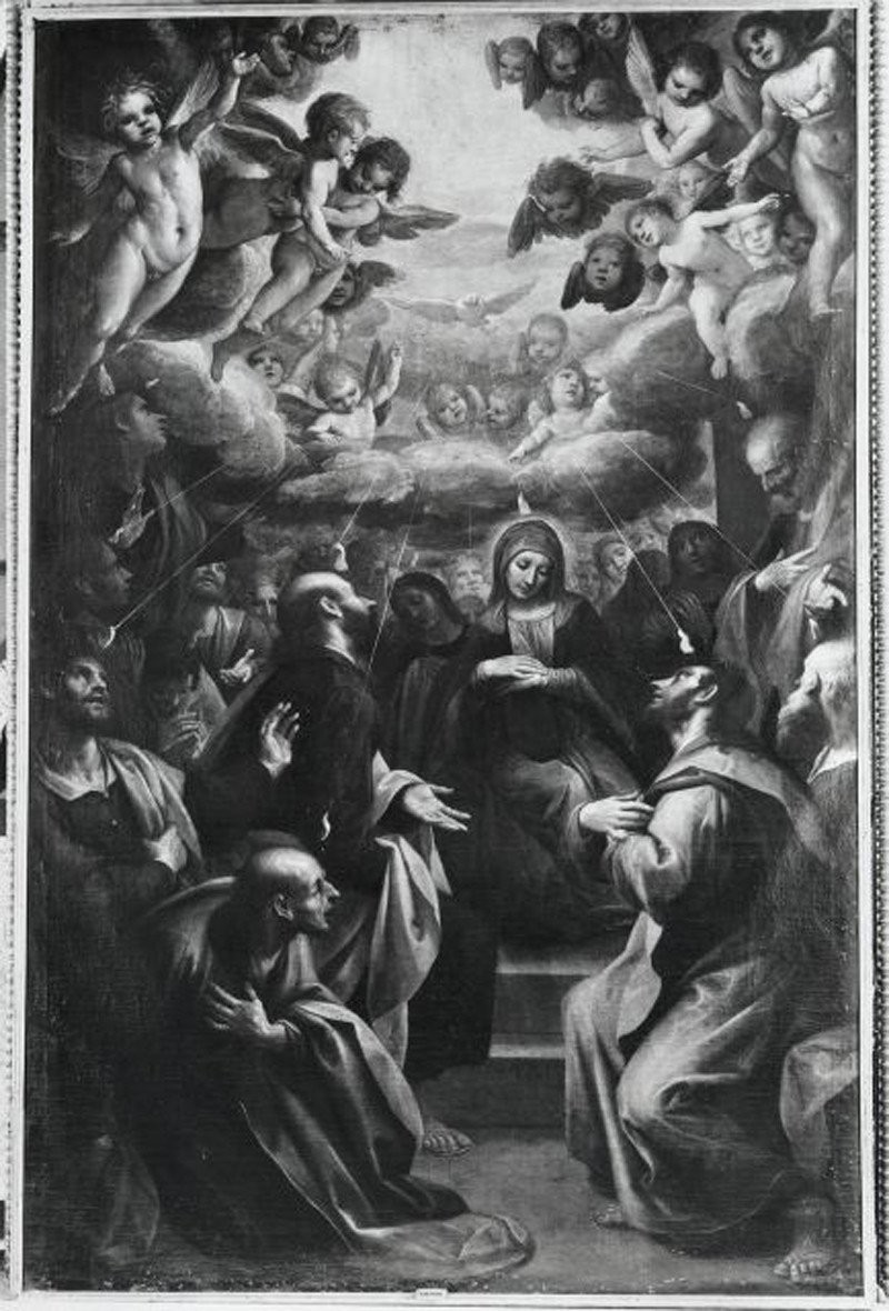 Esquisse A l'Huile Ancien Pietro Sorri (san Gusmè C.1556 - 1622 Sienne)  La Pentecôte  -photo-1