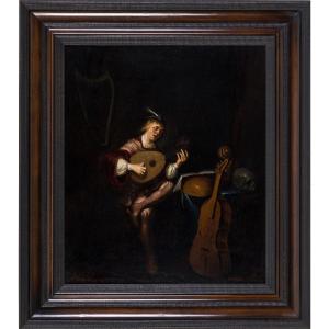 17th Century Old Master Painting School Of Leiden Circa 1645 The Lute Player