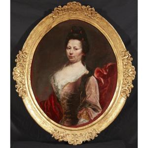 Peinture XVIIIe Attribué à Giovanni Maria Delle Piane (1660-1745) Portrait d'Une Femme Noble