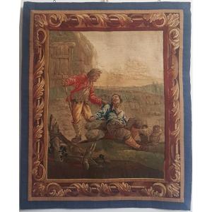 18th Century “picture” Tapestry After David Teniers 86 X 72 Cm