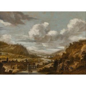 Dirck Verhaert (haarlem C.1610–c.1680) Paysage Panoramique - Peinture XVIIe S