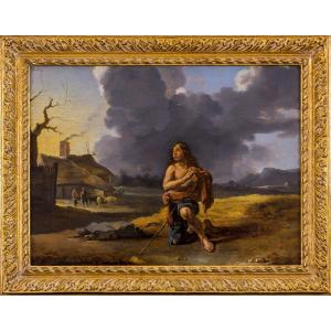 Peinture Ancien XVIIe Par Ary De Vois (utrecht Vers 1631/33–1680)  Le Fils Prodigue 