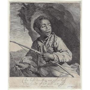 The “black Archer”: Rare 17th-century Dutch Engraving By Johannes Visscher C.1670