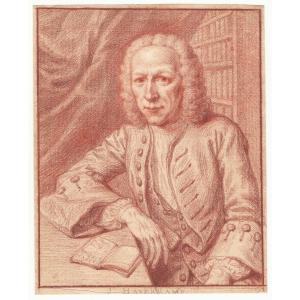 Jan Maurits Quinkhard (1688 - 1772)  Dessin Ancien Portrait De l'écrivain Johannes Haverkamp