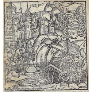 Anonymous Engraver From Strasbourg, Active Around 1500 Aeneas At Troy Woodcut