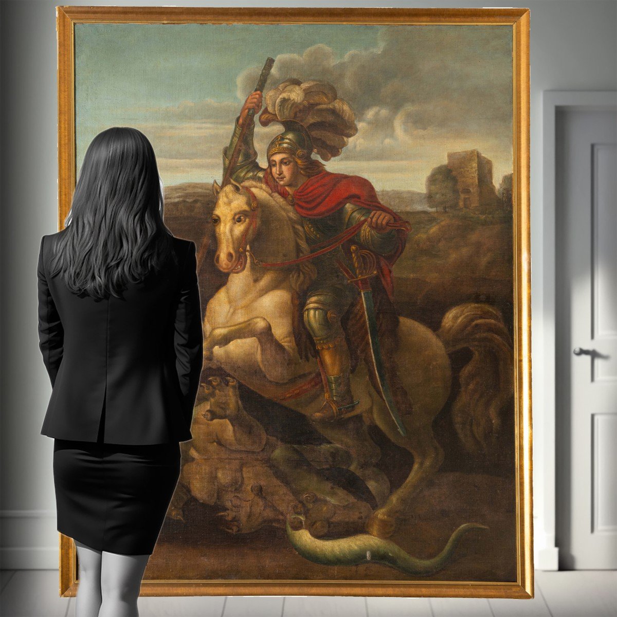 17th Century Italian School - Saint George Slaying The Dragon-photo-2