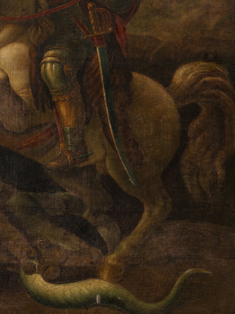 17th Century Italian School - Saint George Slaying The Dragon-photo-3