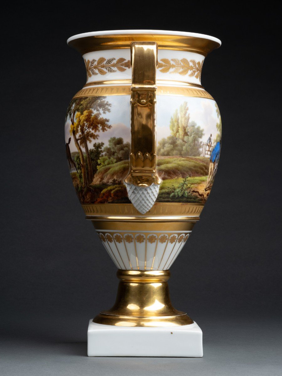 Porcelain Vase With Cavalier Decor - Paris 1840-photo-4