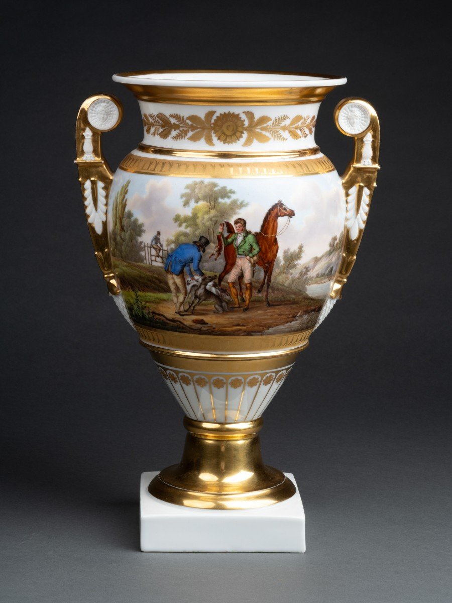 Porcelain Vase With Cavalier Decor - Paris 1840