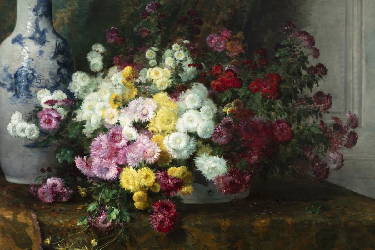 Nature Morte Aux Fleurs Et Vase Chinois - Furcy De Lavault (1847-1915)-photo-3