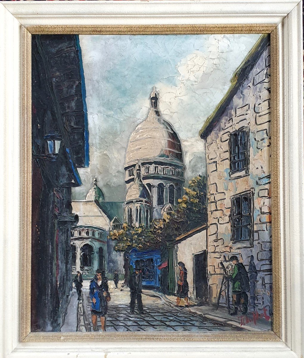 Paris Montmartre Huile Sur Toile Par Jacques Duflot