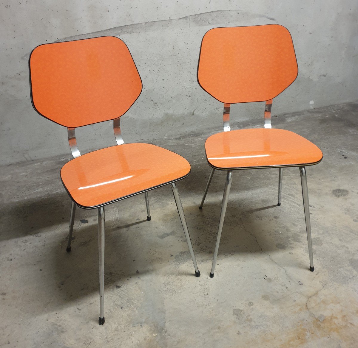 Brabantia Formica Kitchen Chair Orange, Vintage Design, 1960s-photo-2