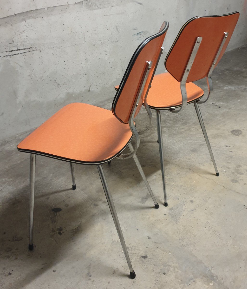 Brabantia Formica Kitchen Chair Orange, Vintage Design, 1960s-photo-3