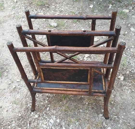 Antique Anglo-japanese Bamboo Magazine Rack-photo-2