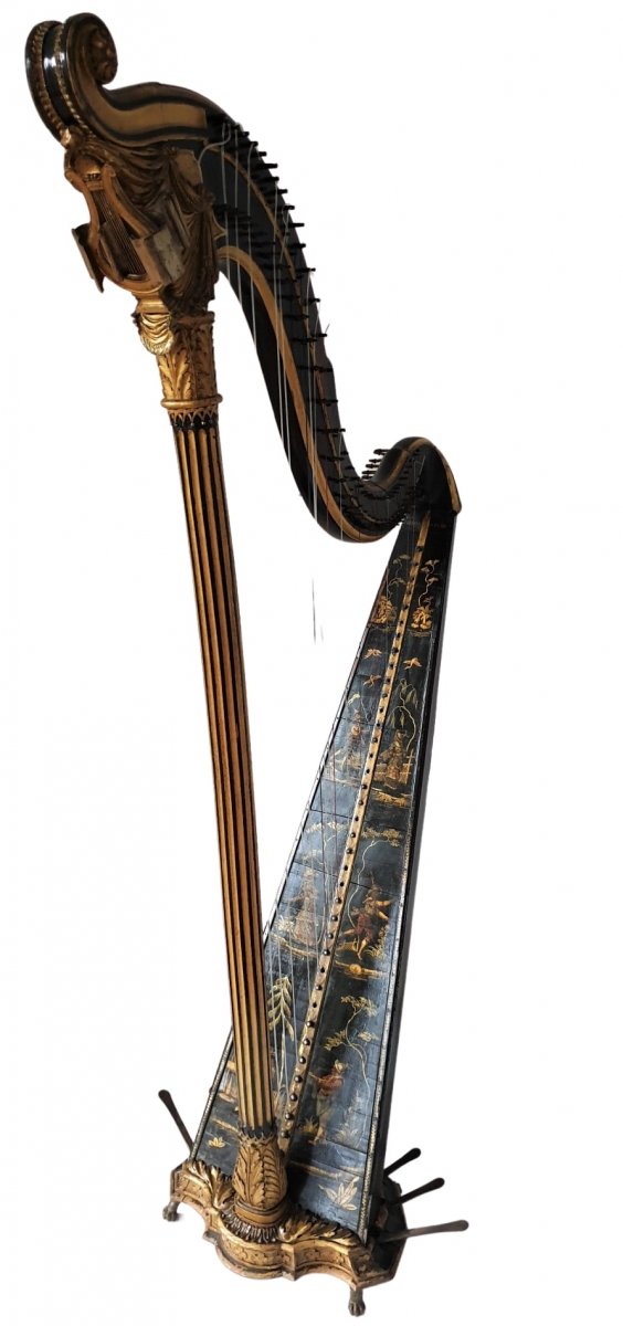 Harp In Carved Golden Wood Signed Lepine In Paris-photo-3