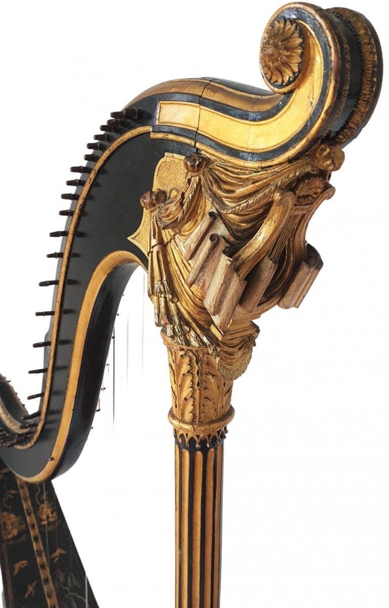 Harp In Carved Golden Wood Signed Lepine In Paris