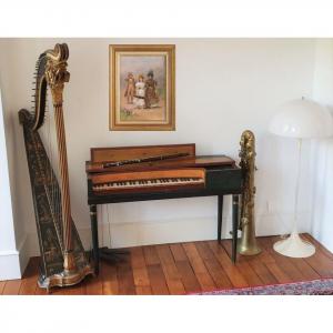 Un Salon De Musique clé en main Piano Erard Flûte Ophicleide Harpe Instruments De Musique Anciens