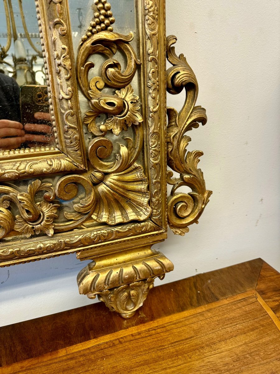 19th Century Louis 14 Style Carved Wood Mirror-photo-2