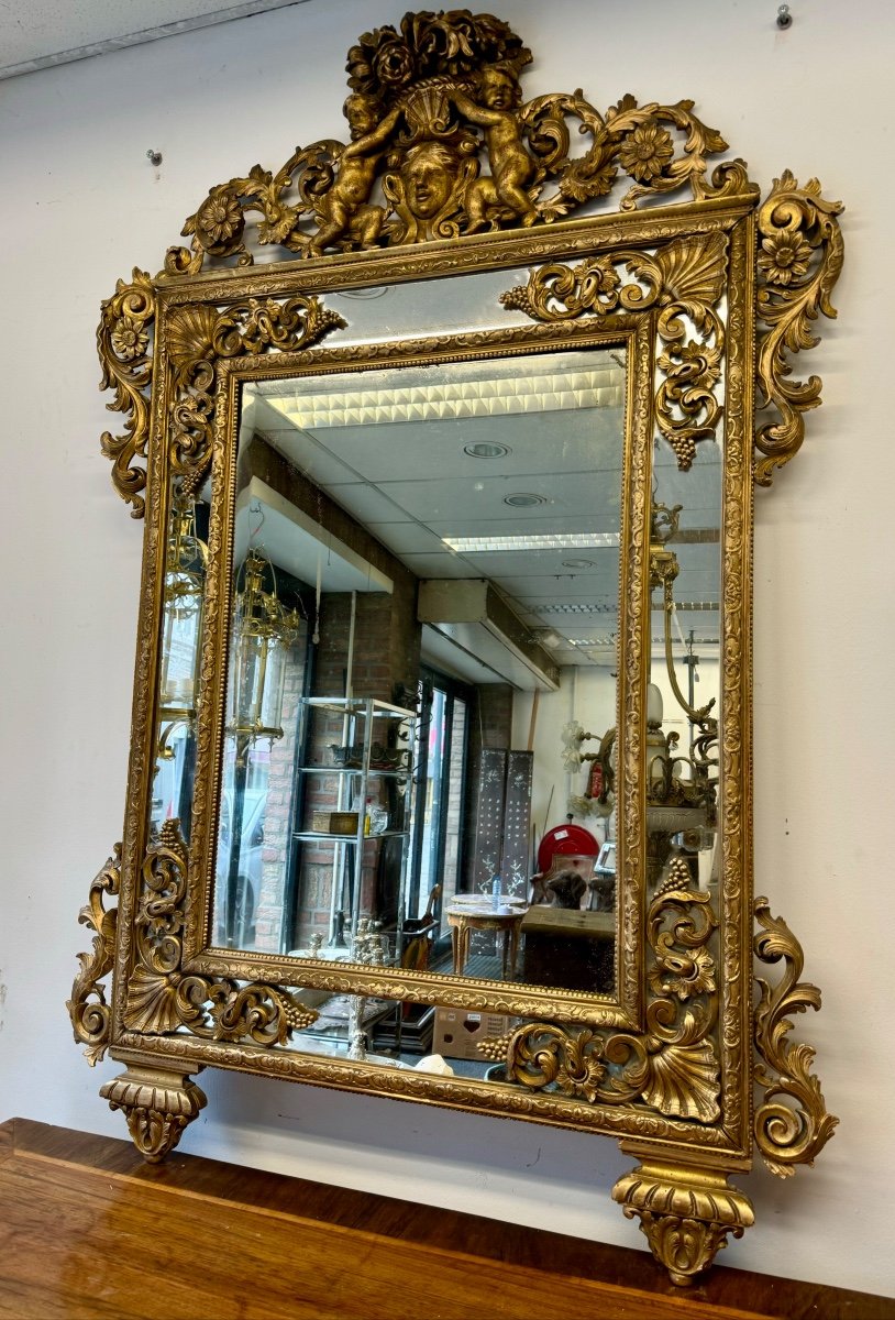 19th Century Louis 14 Style Carved Wood Mirror