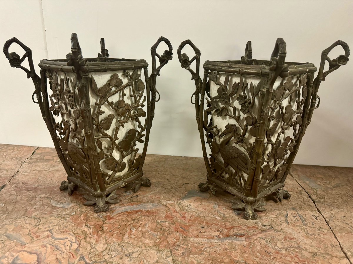 Pair Of Japanese Bronze Gardeners 