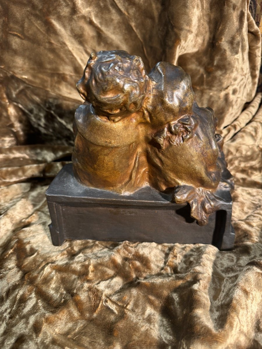 Bronze 2 Enfants Sur une banquette Par Juan Clara-photo-4