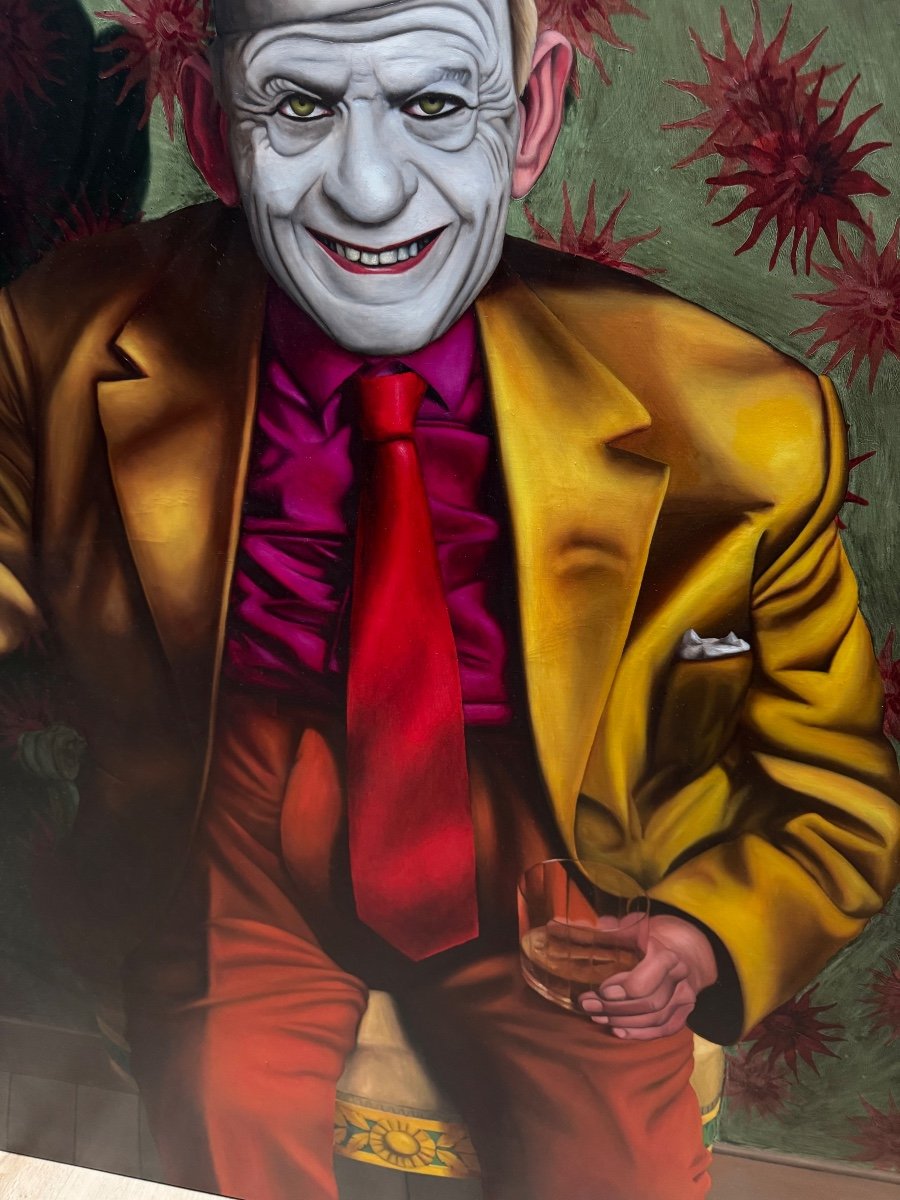 Clown à La Canne (2014) Painting By Marc Jallard-photo-4