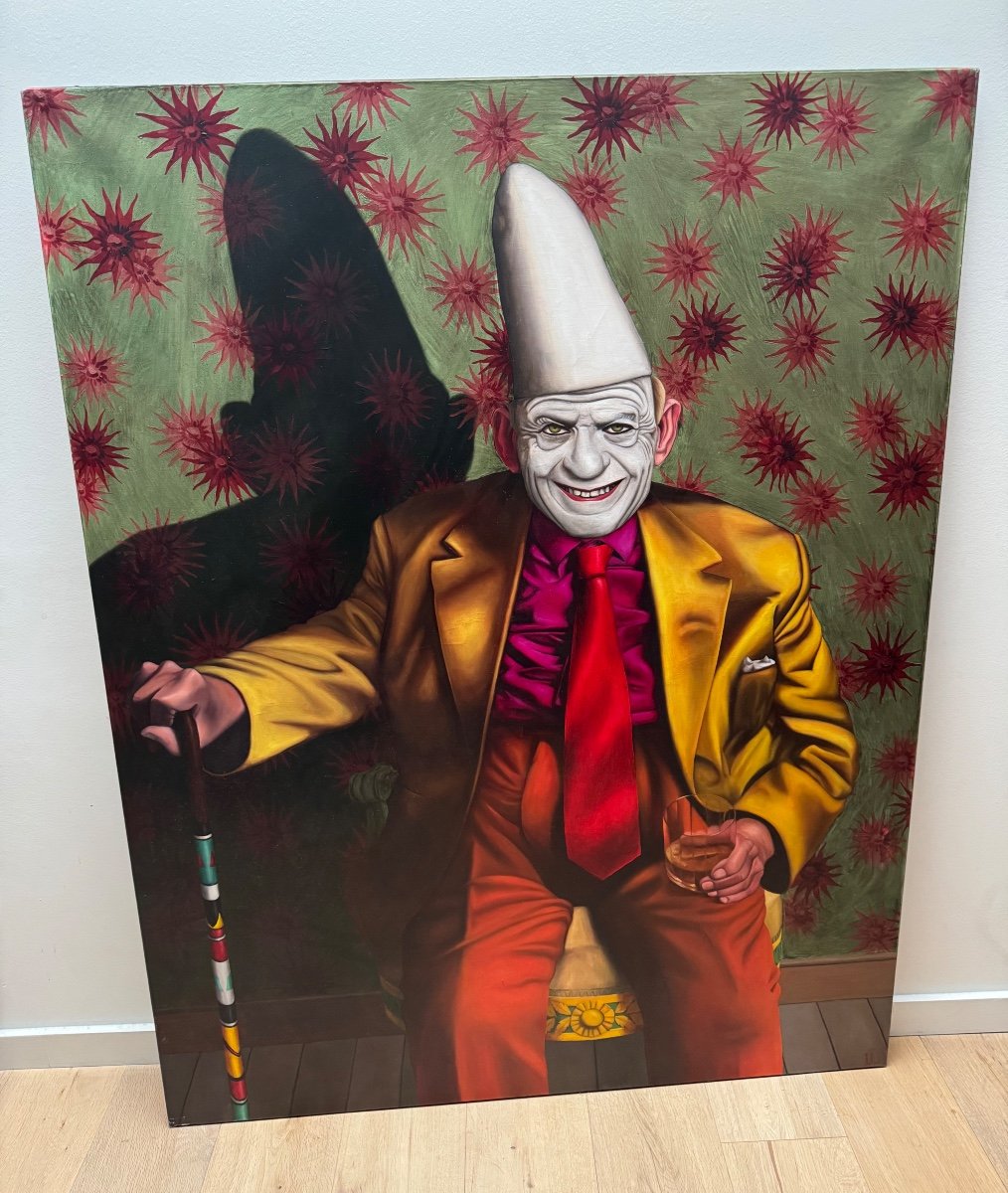 Clown à La Canne (2014) Painting By Marc Jallard